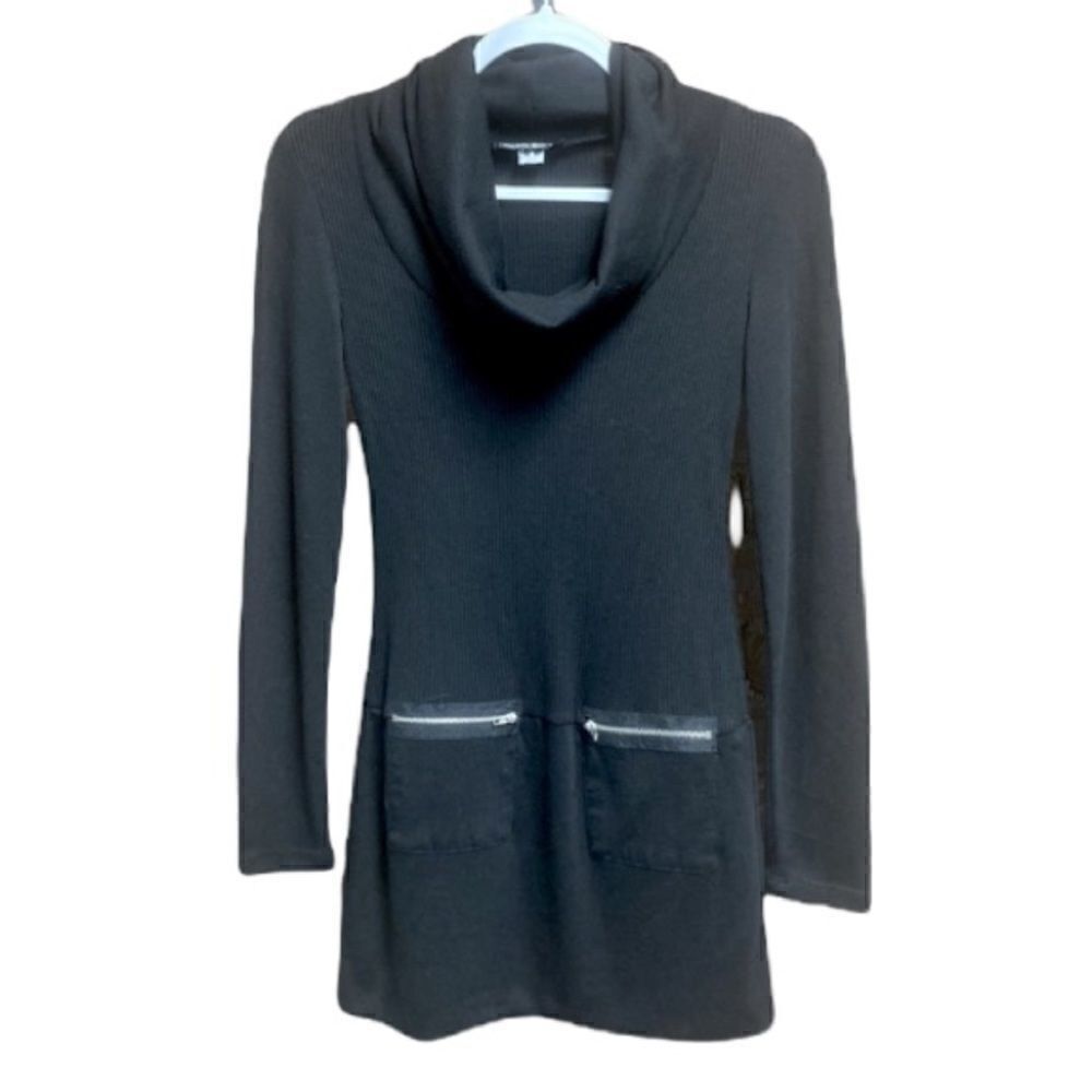 Double Zero Black Cowl Neck Long Sleeve Tunic Dress Size Small